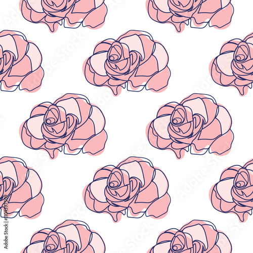 flowers modern simplicity vector illustration. One line seamless modern pattern.