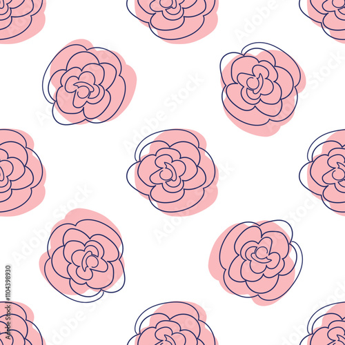 flowers modern simplicity vector illustration. One line seamless modern pattern.