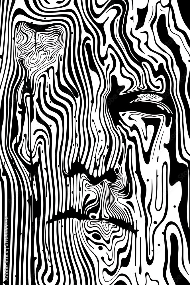 symmetrical line pattern, symmetrical black white vector pattern with dripping and melting lines in a phi motif symmetrical line pattern, symmetrical black white vector pattern with dripping and melting lines in a phi motif