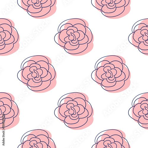 flowers modern simplicity vector illustration. One line seamless modern pattern.