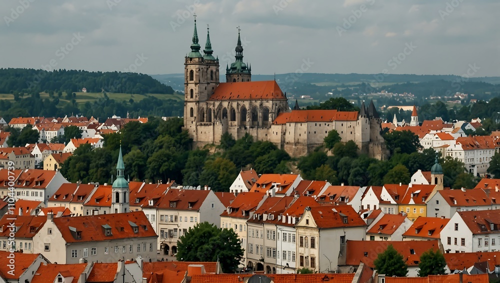 Obraz premium Church view of the town of Meissen.