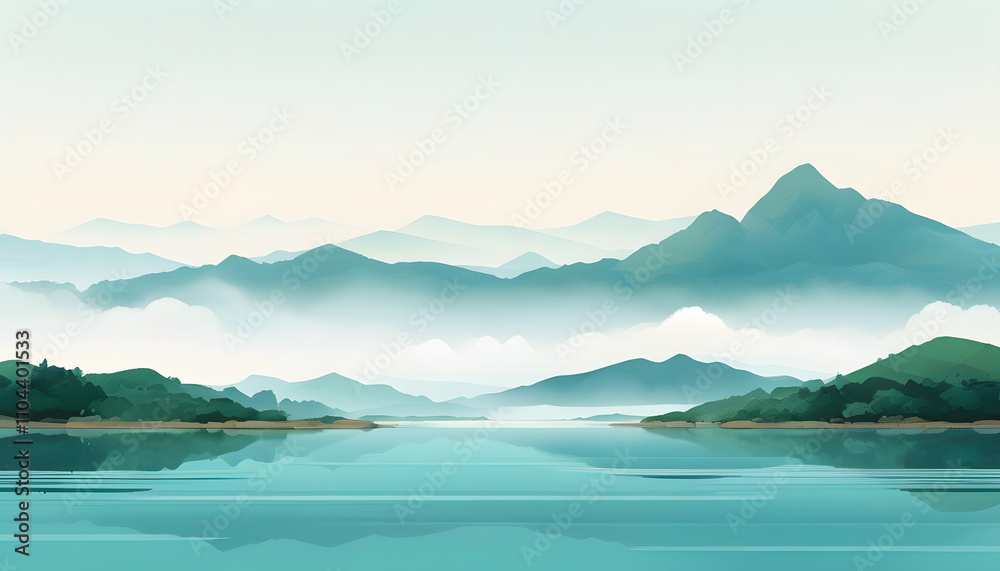 Mountain Landscape with Calm Lake Mountain Landscape with Calm Lake