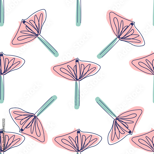 flowers modern simplicity vector illustration. One line seamless modern pattern.