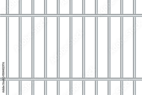 Silver prison metal bars isolated on transparent background. Vertical shiny jail bars. New Prison Bars. PNG
