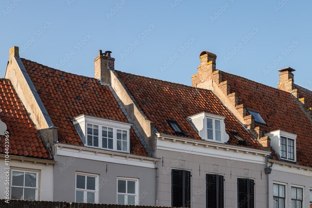 Row of historic monumental residential buildings in the fortified town of Wijk bij Duurstede in the Netherlands. Row of historic monumental residential buildings in the fortified town of Wijk bij Duurstede in the Netherlands.