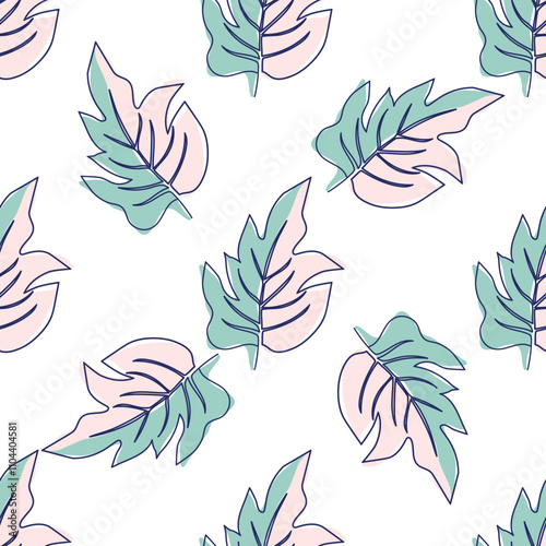flowers modern simplicity vector illustration. One line seamless modern pattern.