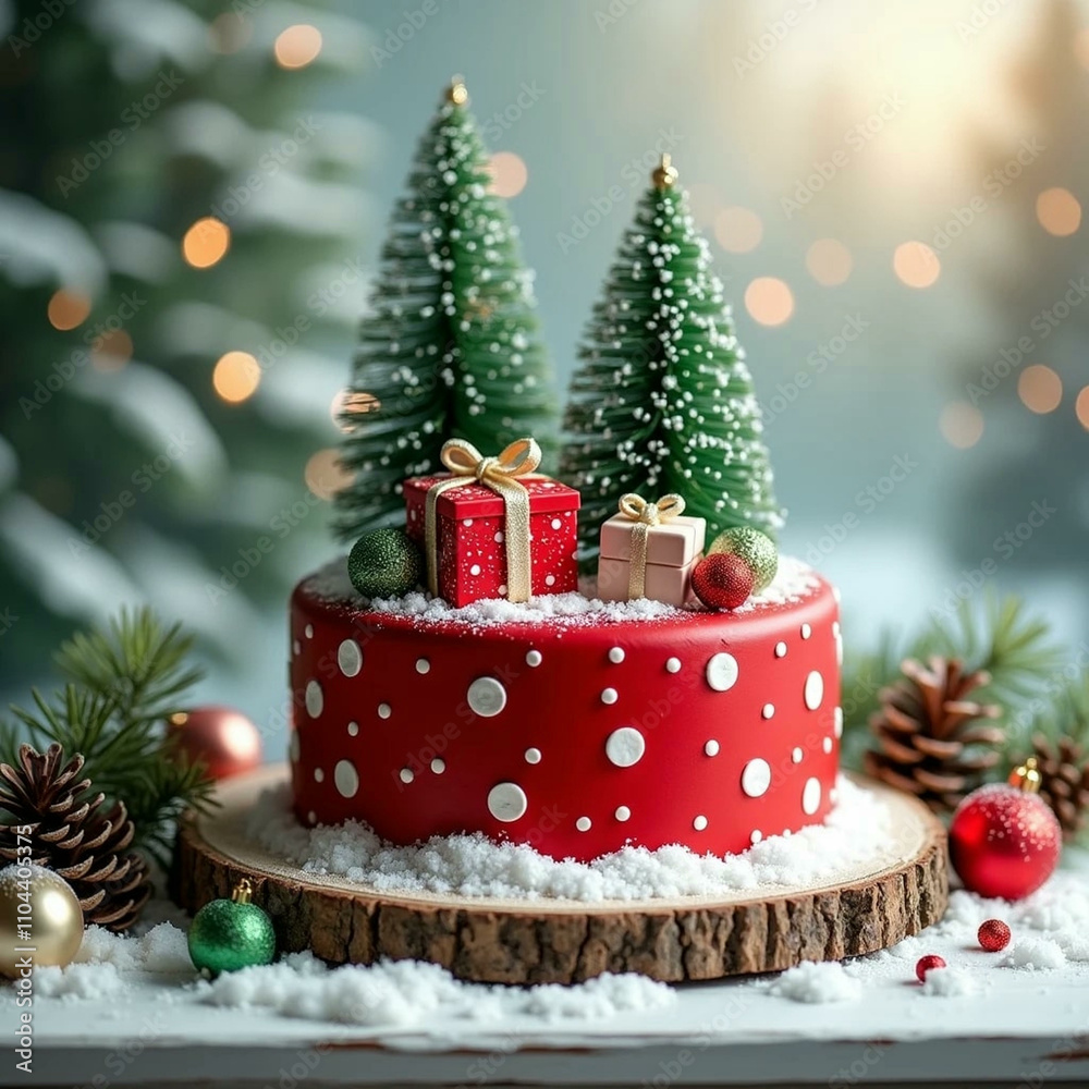 christmas cake with tree and gifts christmas cake with tree and gifts