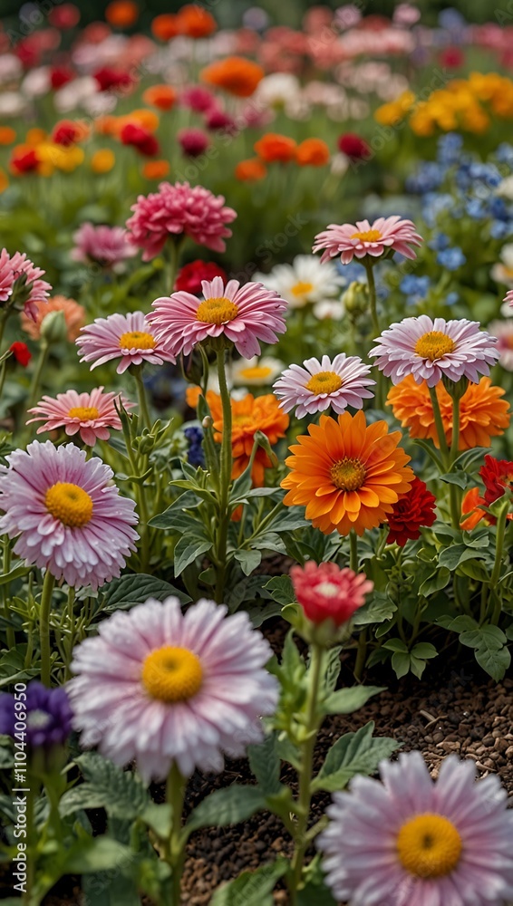 Obraz premium Close-up of a beautiful flower bed.