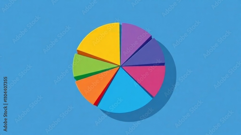 Fototapeta premium Colorful pie chart is dividing market share into segments
