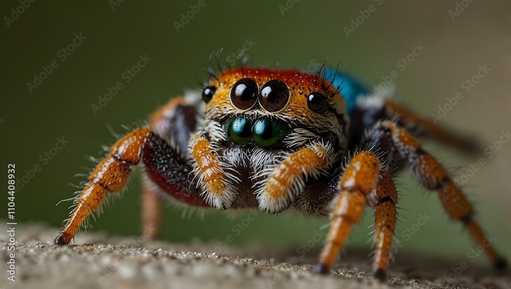 Close-up of a colorful jumping spider.1 Close-up of a colorful jumping spider.1