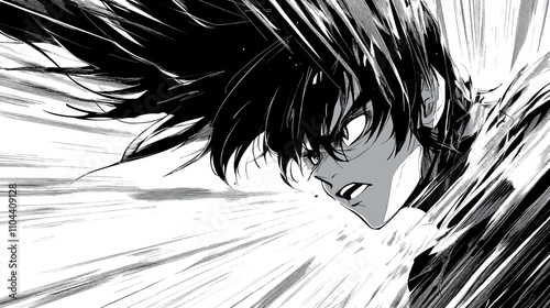 Dynamic manga anime style speed lines with alpha channel action comic sketch illustration