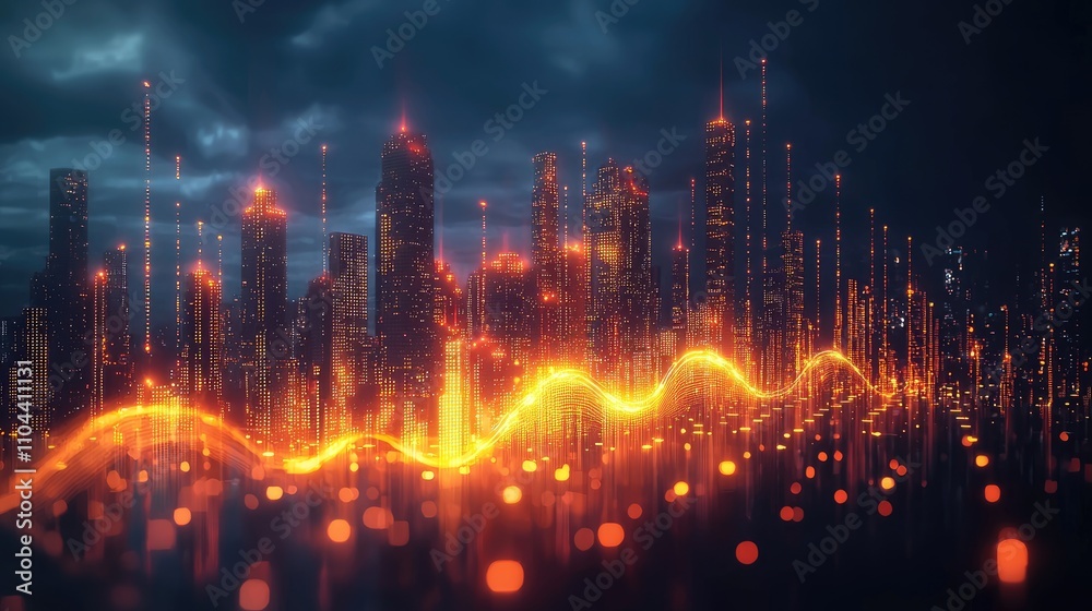 Digital City: Economic Flow and Urban Growth in a Cyberpunk Nightscape Digital City: Economic Flow and Urban Growth in a Cyberpunk Nightscape