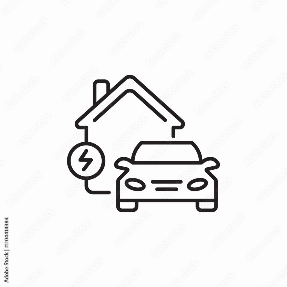 Fototapeta premium electric charge car home icon sign vector