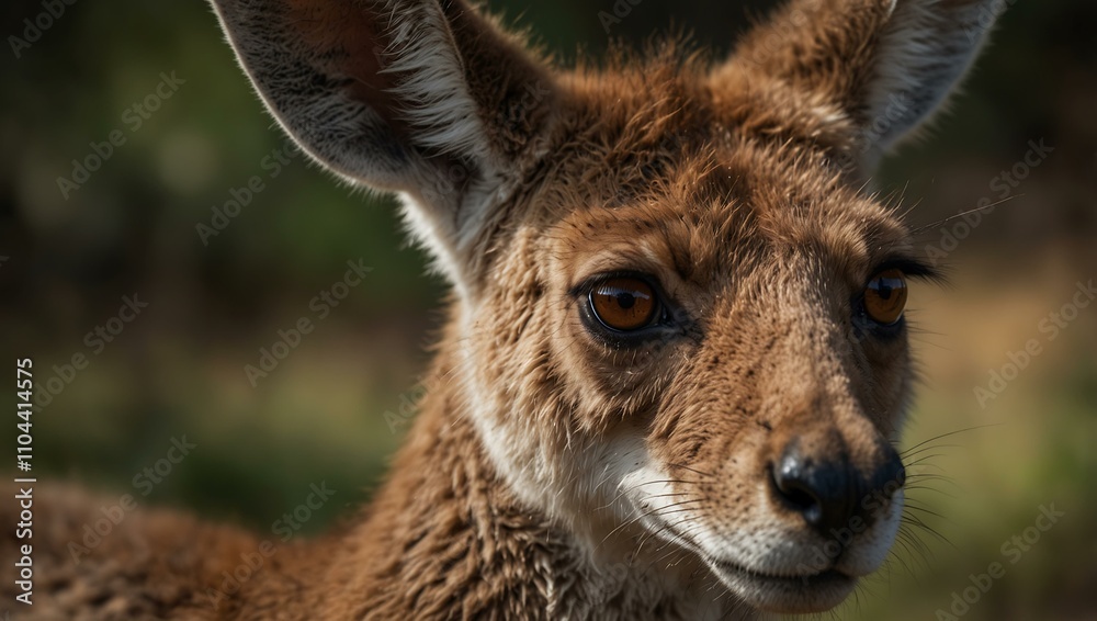 Close-up of a kangaroo with expressive eyes. Close-up of a kangaroo with expressive eyes.
