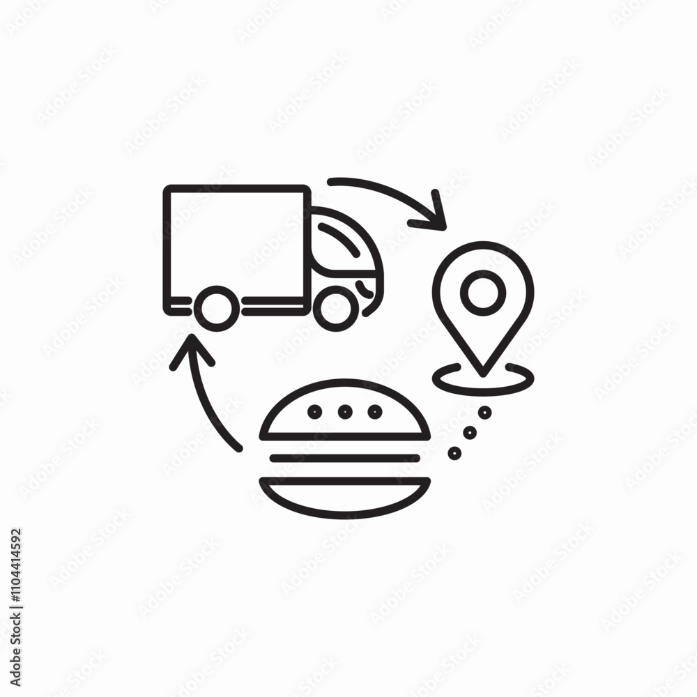 Naklejka premium food delivery cycle icon sign vector