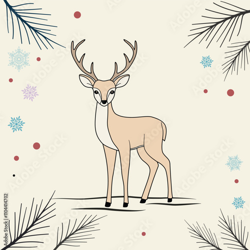 Christmas card Deer in the Forest
