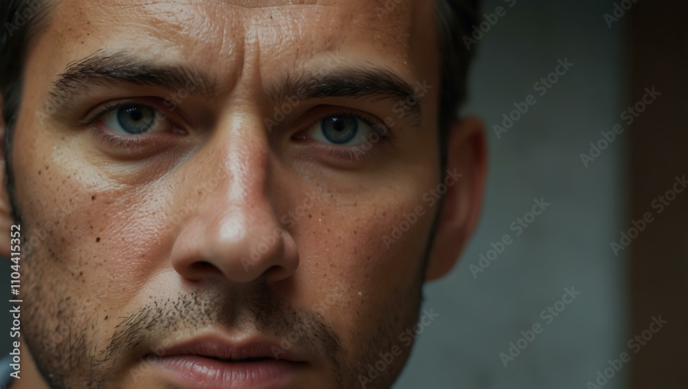 Close-up of a man’s determined face, reflecting resilience. Close-up of a man’s determined face, reflecting resilience.