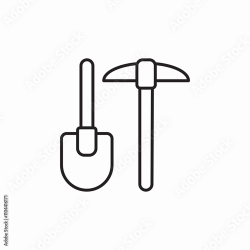 pickaxe shovel dig icon sign vector