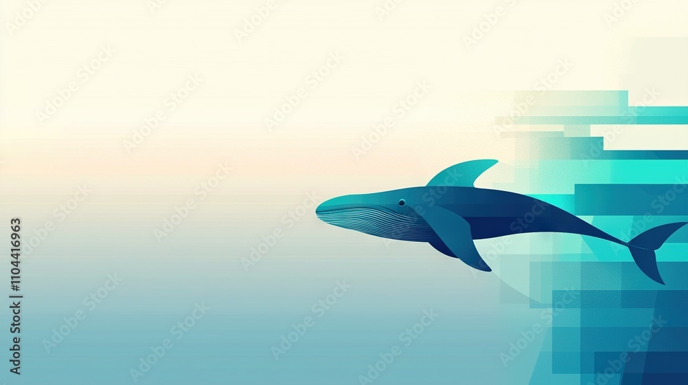 A photo of a whale in the water against a cityscape and blue sky A photo of a whale in the water against a cityscape and blue sky