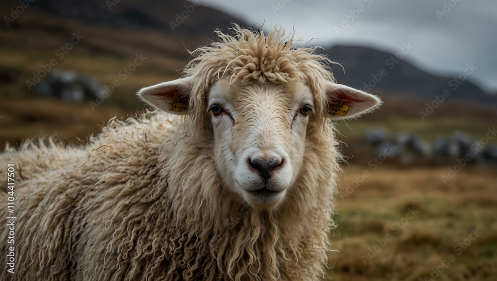 Fototapeta premium Close-up of a Scottish sheep in the Highlands.