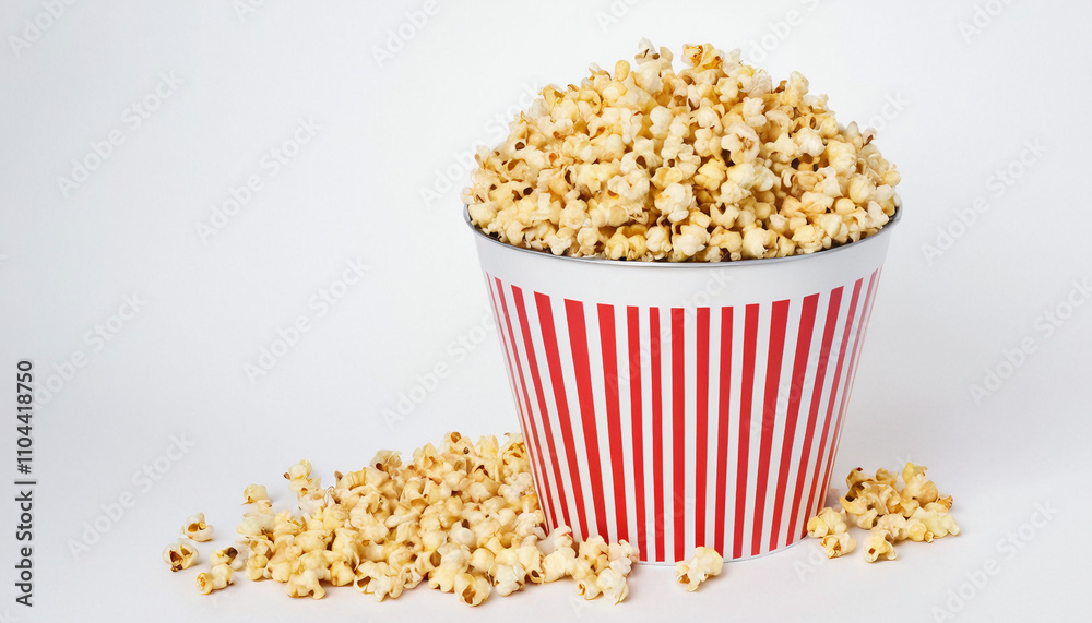 Delicious Popcorn in a Classic Red and White Striped Bucket Delicious Popcorn in a Classic Red and White Striped Bucket
