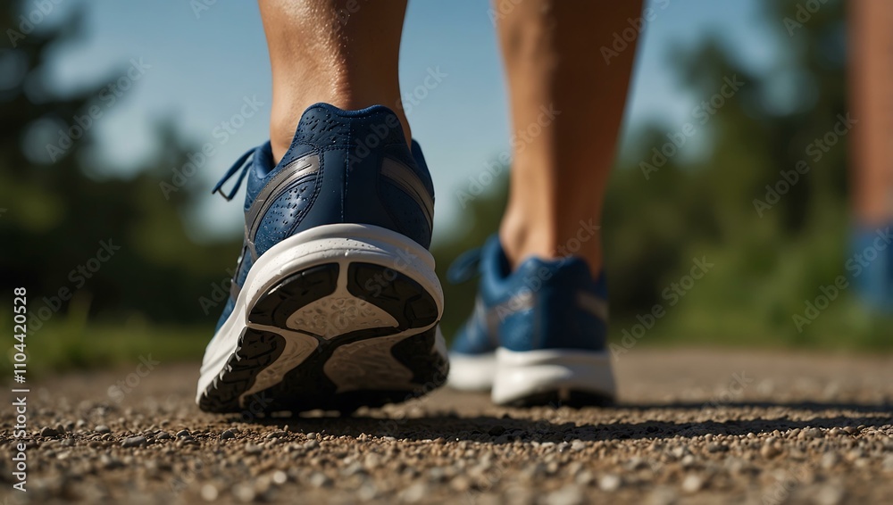 Fototapeta premium Close-up of an athlete's sports shoes while jogging.
