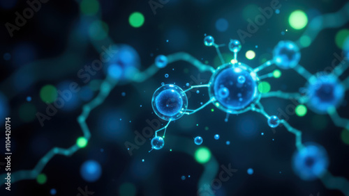 Wallpaper Mural This image shows a detailed microscopic view of human cells with vibrant green and blue colors, highlighting semaglutide's role in cell structures. Torontodigital.ca