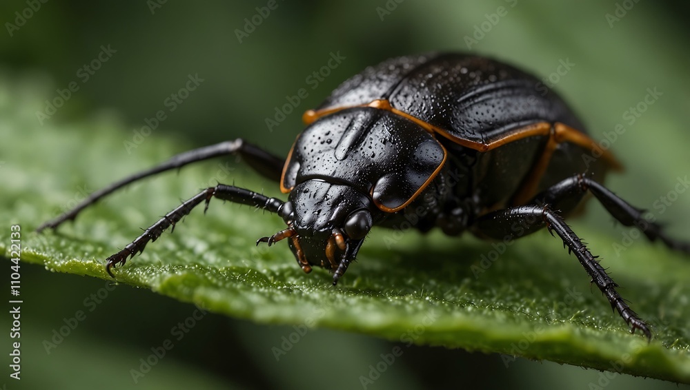 Close-up of Atlas beetle on a leaf. Close-up of Atlas beetle on a leaf.
