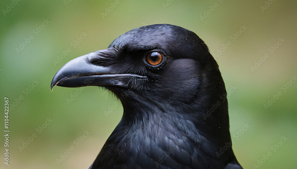 close up of a black raven showcasing intricate feathers and piercing eyes close up of a black raven showcasing intricate feathers and piercing eyes