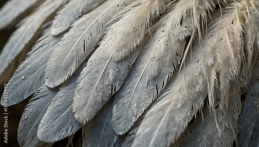 Naklejka premium Close-up of bird’s wing with white feathers.