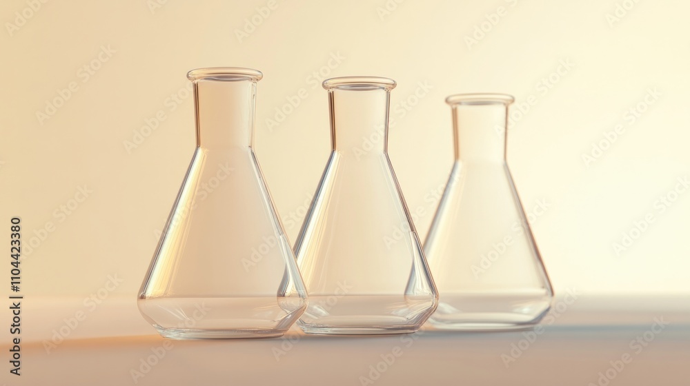 A 3D-rendered vector illustration of a conical glass flask used in chemistry.

