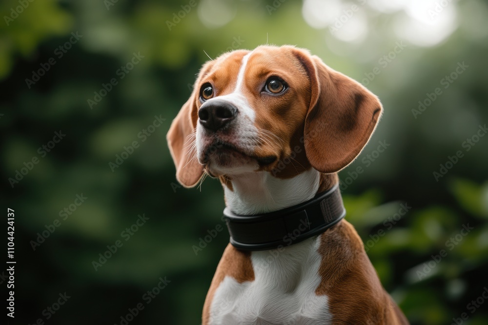 nature exploration, spotted beagle joyfully exploring a sunlit forest, filled with the promise of new adventures and discoveries nature exploration, spotted beagle joyfully exploring a sunlit forest, filled with the promise of new adventures and discoveries