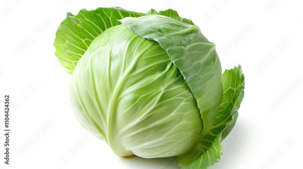 photograph of Educational photo of cabbage, highlighting the allicin content. Isolated on white Shown benefits for immune and heart health Studio lighting wide angle lens photograph of Educational photo of cabbage, highlighting the allicin content. Isolated on white Shown benefits for immune and heart health Studio lighting wide angle lens