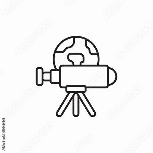 telescope earth icon sign vector