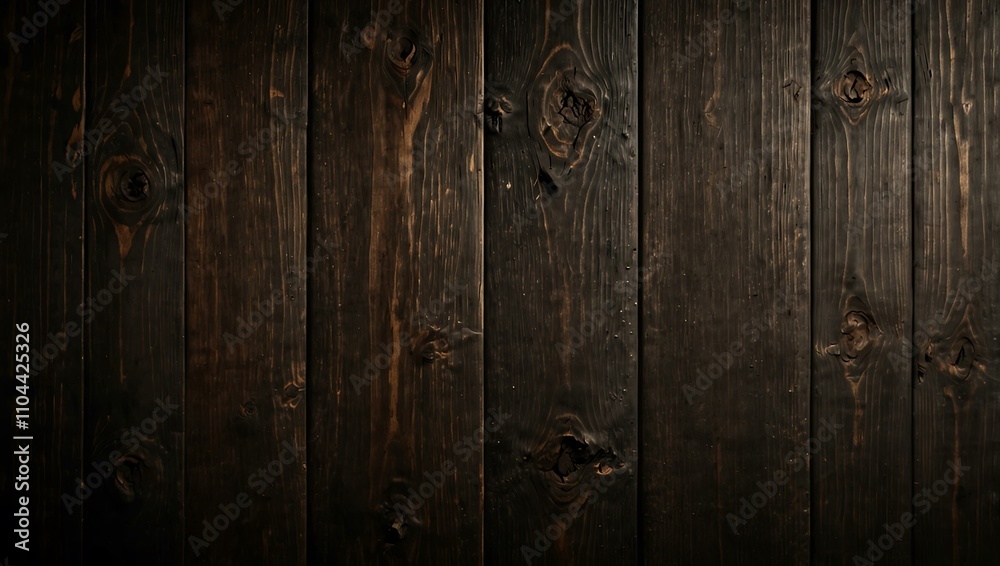 Obraz premium Close-up of dark wooden planks with vintage texture.