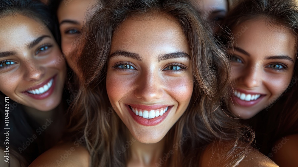 A group of friends enjoying each others company with bright smiles and laughter at a cheerful gathering A group of friends enjoying each others company with bright smiles and laughter at a cheerful gathering