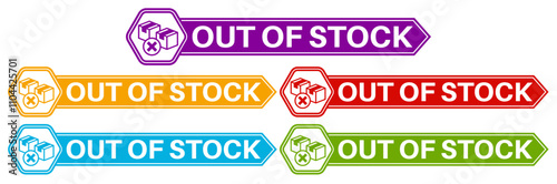 Set trendy Stylish out of stock icon labels. limited stock sign sticker icon design vector illustration	