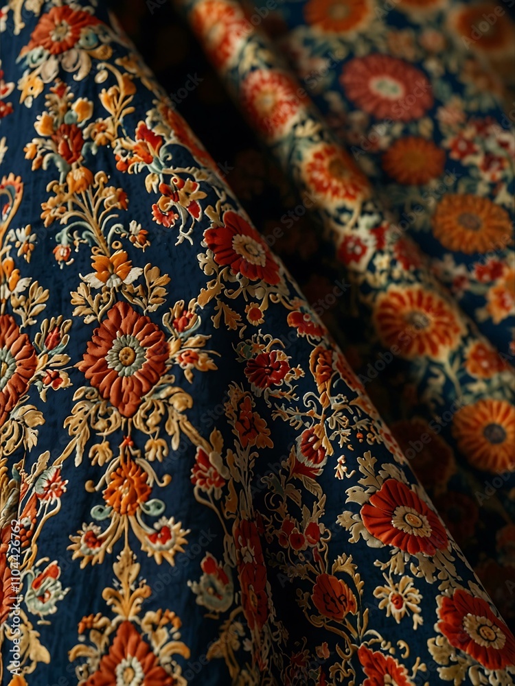 Close-up of fabric with intricate patterns, showcasing fine details. Close-up of fabric with intricate patterns, showcasing fine details.