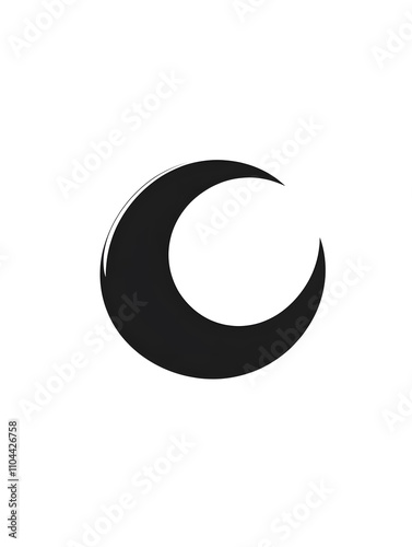 Simple Astronomy crescent moon at night icon logo symbol