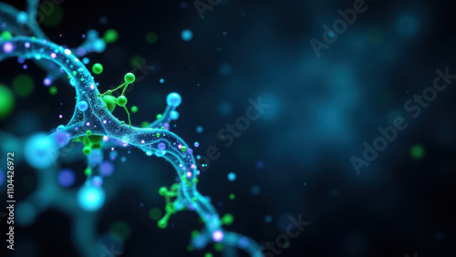 A colorful molecular model of semaglutide, a type of GLP-1 agonist used for diabetes treatment. photo