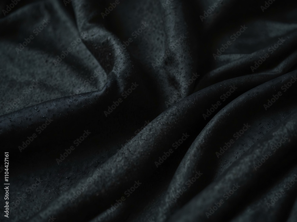 Fototapeta premium Close-up of flowing black fabric creating depth and movement.