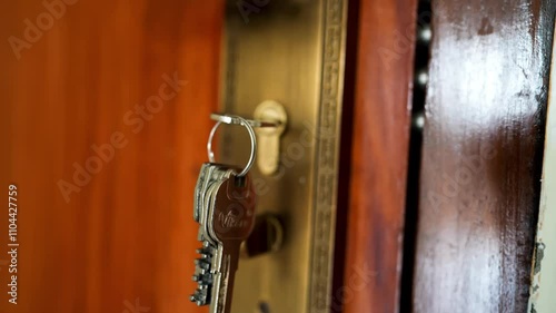 The keys hangs on the door slide up view