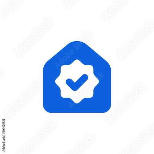solid real estate house verification check mark icon sign vector
