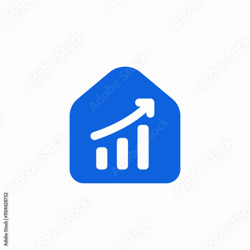 solid real estate price ascending icon sign vector