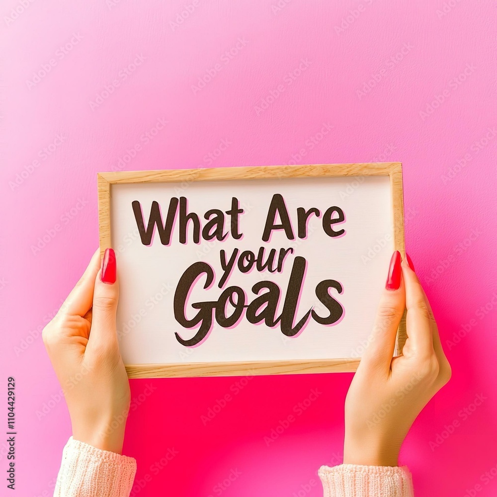 Hands Holding a 'What Are your Goals' Sign Against a Pink Background Hands Holding a 'What Are your Goals' Sign Against a Pink Background