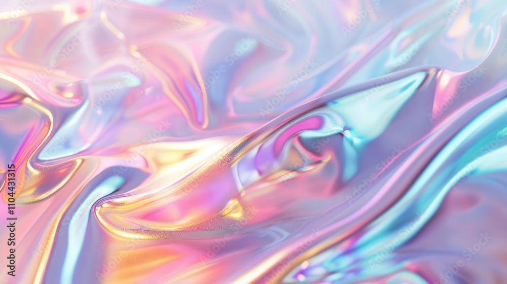 Obraz premium Abstract futuristic holographic metallic blurred background in pastel neon colors