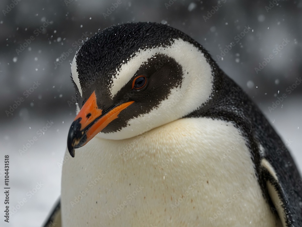 Naklejka premium Close-up of penguin with a sharp focus on its beak.