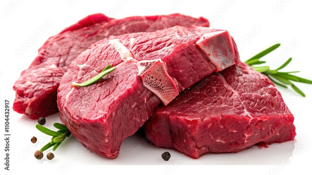photograph of fresh, raw, red beef meat on a transparent background. PNG, cutout, or clipping path. wide angle lens photograph of fresh, raw, red beef meat on a transparent background. PNG, cutout, or clipping path. wide angle lens