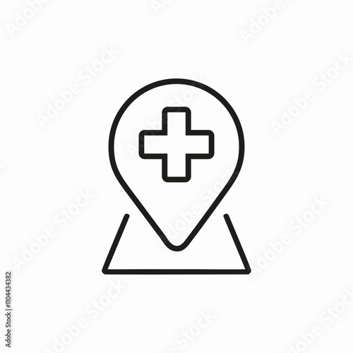 hospital map pin location icon sign vector