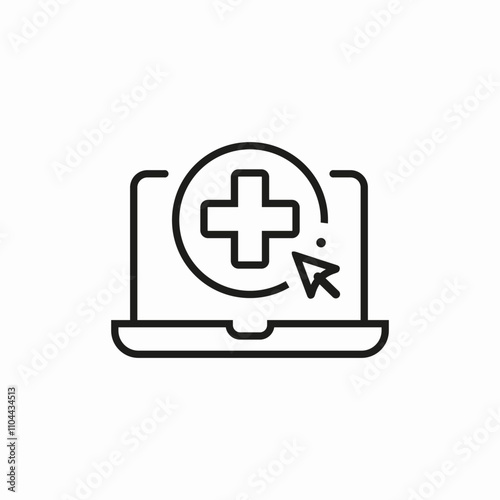 laptop online hospital icon sign vector